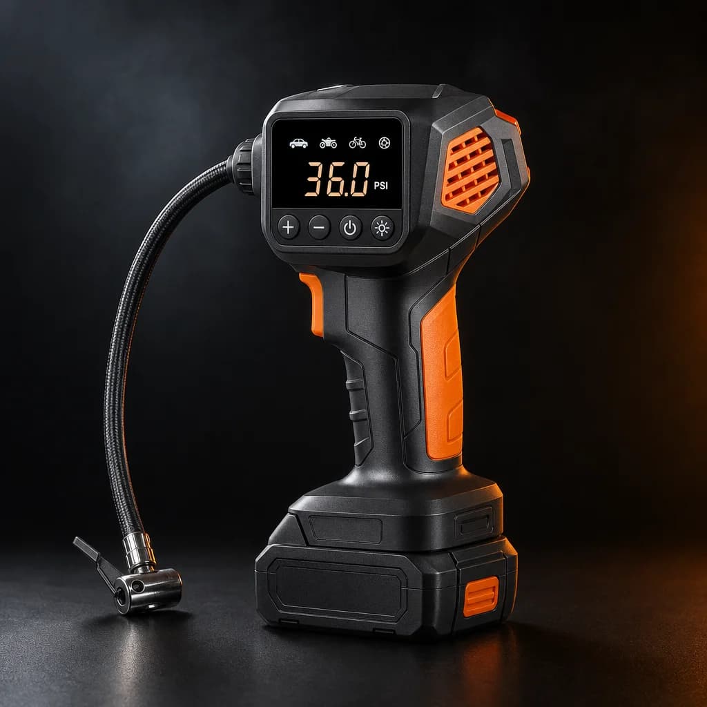 Portable cordless tire inflator